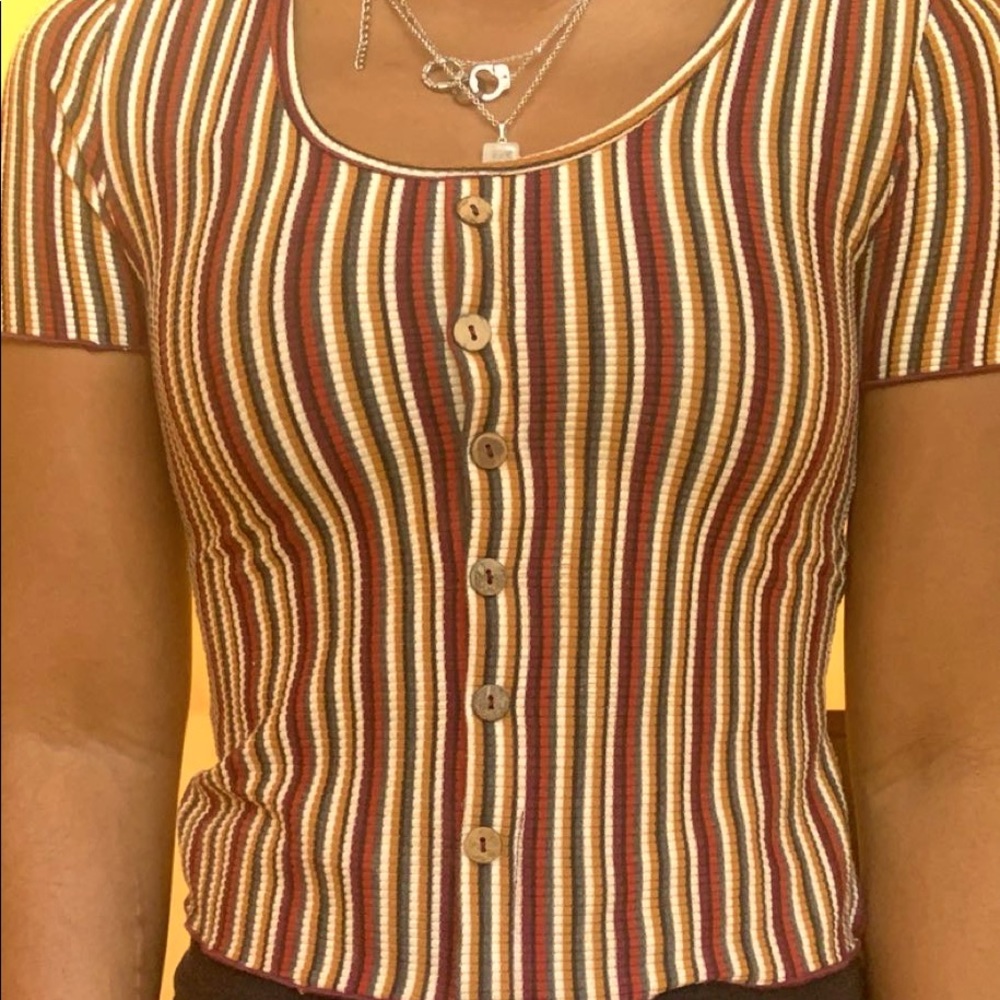 Striped button down top